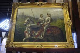 Robert Brydall, 1839-1907, oil on canvas, signed verso, 'Two Knights on horseback', 44 x 60cms