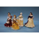 Three Royal Doulton figures and a Coalport figure (4)