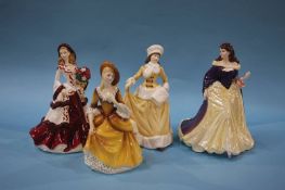 Three Royal Doulton figures and a Coalport figure (4)