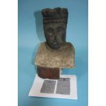Antiquities; A Medieval stone bust of a King, found in an old stone wall in Park Street, South
