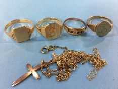 A selection of assorted gold coloured jewellery, 13.5 grams