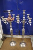 A pair of four branch candelabra