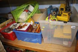 Shelf of assorted toys etc.