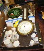 Three boxes of assorted including a barometer