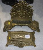 Brass inkstand and stamp box