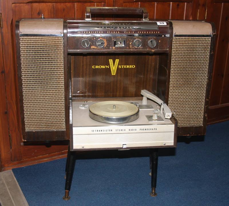 A Crown V Stereo mobile 12 Transistor stereo radio phonograph