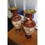 A pair of Doulton Slater Patent vases, 47cm height