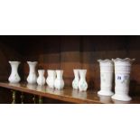 Five pairs of modern Belleek vases