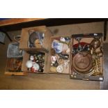 Five boxes of brassware, glass, china etc.