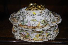 A decorative Portuguese tureen and cover