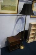 Oak sewing box and a standard lamp