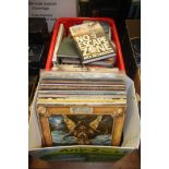 Box of LPs and a box of books