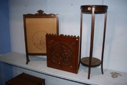 Fire screen, pedestal and a cabinet