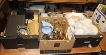 Four boxes including cutlery and Oriental tea china