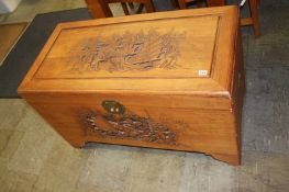 Carved Oriental Camphorwood chest