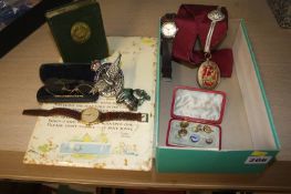 Silver Masonic medallion, wristwatch etc.