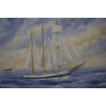 Oil on canvas, 'Tall ships race 1986', Edward Siddle