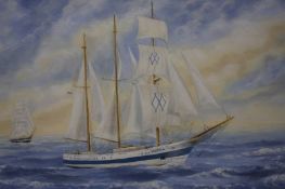 Oil on canvas, 'Tall ships race 1986', Edward Siddle