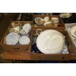 Three boxes of china and glassware