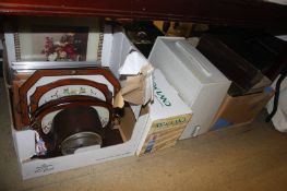 Two boxes of assorted and a Singer sewing machine