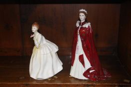 Royal Worcester figure of the Queen and a Doulton figure