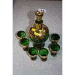 Bohemian green glass decanter set