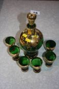 Bohemian green glass decanter set