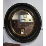 Ebonised circular mirror