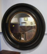 Ebonised circular mirror