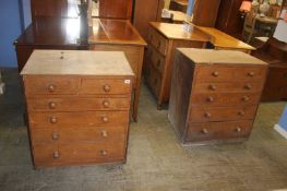 A pair of pine and plywood chests
