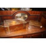 A 19th century writing slope and rosewood jewellery box