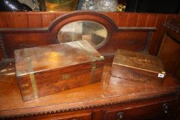 A 19th century writing slope and rosewood jewellery box