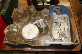 Box of glassware and various crested ware