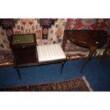 Walnut half moon table and telephone seat