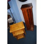 CD stand and an oak nest of tables