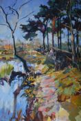 Oil on canvas, 'Newt Pond', by John Hall