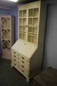 A painted pine bureau bookcase
