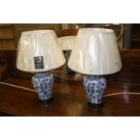 Pair of blue and white table lamps