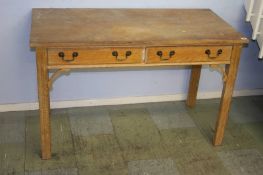 Oak two drawer side table