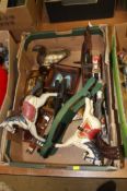 A box of decorative wooden models, to include rocking horses etc.