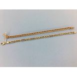 A part 9ct gold watch chain, 8.9g and a 9ct gold bracelet, weight 7.8g