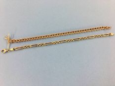 A part 9ct gold watch chain, 8.9g and a 9ct gold bracelet, weight 7.8g