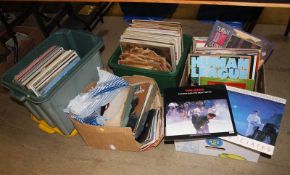 Four boxes of vinyl records, to include Duran Duran, The Human League etc.