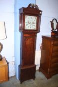 A 19th century mahogany long case clock, with eight day movement, painted dial and two subsidiary