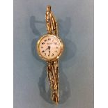 A ladies 9ct gold wristwatch, face and movement signed Rolco, with case, stamped RWL Ltd