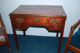 A Georgian mahogany low boy, with one long drawer and two short drawers, 79cm wide