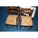 Two cane seated corner chairs