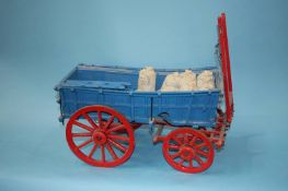A blue wooden wagon