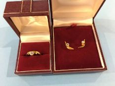 An 18ct gold diamond ring, together with matching earrings, size 'L', 5.8g