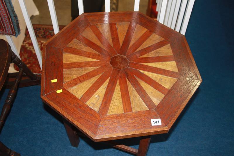 Octagonal table with parquetry top